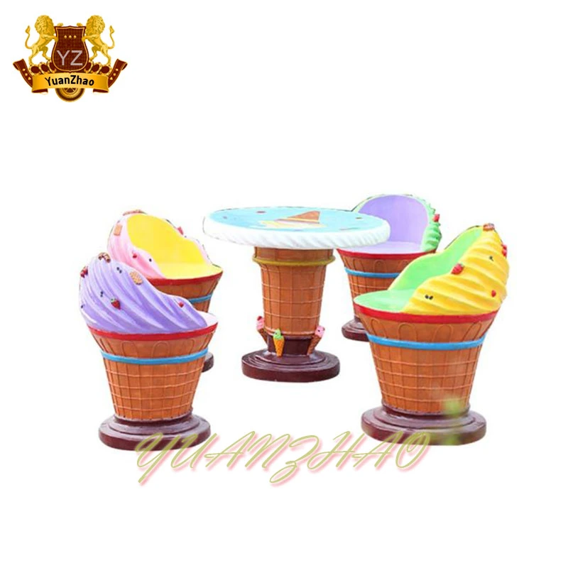 Fiberglass Ice Cream Table and Chairs for Shoppingng Mall Decoration