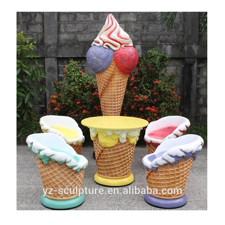 Fiberglass Ice Cream Table and Chairs for Shoppingng Mall Decoration